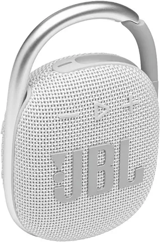 JBL Clip 4 Altavoz Inalámbrico con Bluetooth, Resistente al agua (IP67) y al Polvo, con Estilo Llamativo y Diseño Ultraportátil, 10h de Música Continua, Blanco  