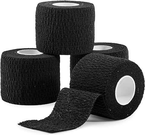 JCLIFE 4 Rollen EAB Tape | 5cm x 4.5m Reißbare Elastische Klebebandage - Rugby & Fußball Sportband für Handgelenk, Knie, Knöchel, Prävention, Verletzungen, Ohrband, Daumenband (Negro)  