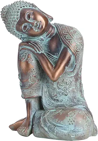 Jenngaoo Estatua de Buda Durmiente Tipo Zen, 9.1 Pulgadas de Alto Estatua de Buda de Resina Antigua Decoración Pacífica Hogar Interior y Exterior Jardín Terraza Escritorio Porche Paddock Decoración  