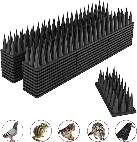 JHuYuNe Pinchos Antipalomas Plástico, Pinchos Anti Gatos, 5.7 Metros Ahuyentador de Pajaros, Ahuyentador Palomas, Repelente Palomas Repelente Gatos Anti Palomas Pájaros Control - 20 Pcs Negro  