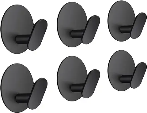 JiGiU 6 Piezas Ganchos Adhesivos para Pared Colgador de Toallas de Acero Inoxidable Perchero Adhesivo Impermeable Adhesivo Fuerte para Baño Cocina Dormitorio Oficina Color Negro  