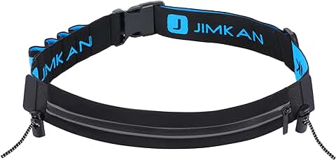 JIMKAN Cinturón para Correr, Maratones Race Cinturón Impermeable con Tira Reflectante y Orificio para Auriculares, Riñonera Deportiva Correa Ajustable para Deportes y Maratones  