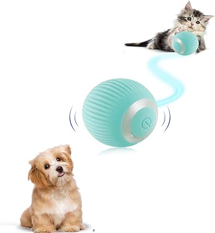 JINGSHUBO Bola de juguete interactiva para gatos, juguete inteligente recargable por USB, para gatos con luz y kit de bolas autorroscante regalo (azul)