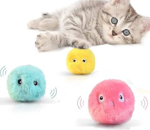 JINGSHUBO Bolas de Juguete para Gatos Inteligentes, Bolas de Peluche Interactivas con Llamadas de Animales, Juguetes para Mascotas  