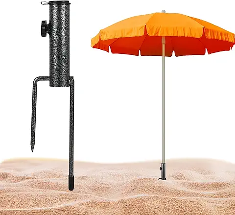 JinsenTGG Anclaje de Soporte para Sombrilla, Pincho para Suelo de Césped para Sombrilla, Soporte Portátil para Sombrilla de Espina de Césped para Playa/Sombrilla/Jardín/Paraguas de Pesca (Negro)  