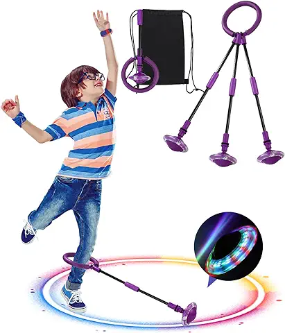 Jissta Shine Bola de Salto de Tobillo,Anillo de Salto de Tobillo Plegable,Equipo de Juguete de Fitness para Niños,Colorida Anillo de Salto de Tobillo,Juego de Rebote al Aire Libre Unisex (Púrpura)  