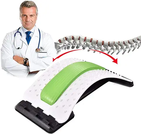 JIUCARE Estiramiento de Espalda, Dispositivo de Estiramiento Lumbar con Cuentas Magnéticas para Masaje de Espalda y Aliviar el Dolor de Espalda, 3 Niveles Ajustables Corrector de Postura  