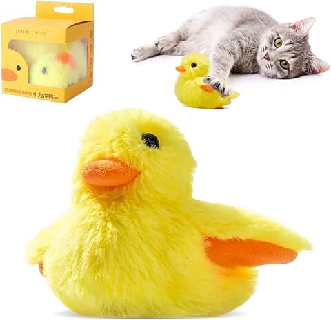 JJW Juguete Pato para Gatos-Juguete Interactivo Hierba Gatera,Juguete Pato de Felpa con Carga USB, Que Se Pueden Usar para Gatos Masticar, Patear y Dormir  