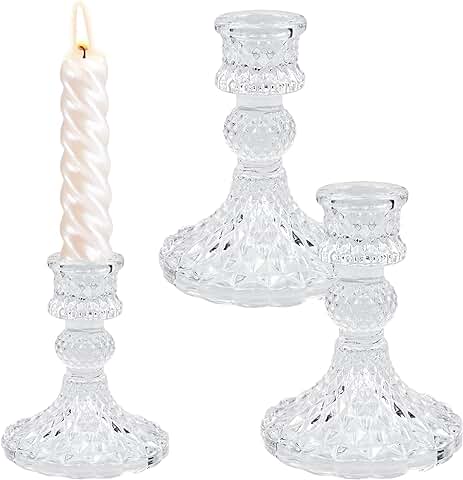 JLNGTHONG Portavelas Cristal, 2 Pz Porta Velas, Candelabros de Cristal Cónico, Moda Candelabros Decorativos de Velas, Platos de Candelabros para Hogar, Dormitorio, Bodas, Hogar y Fiestas Decoracion  