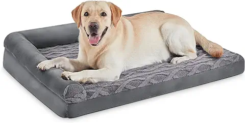 JOEJOY Cama Ortopédica para Perros en Forma de L, 112 x 81 x 15 cm, Colchón Ergonómico para Perros, Funda Extraíble y Lavable, Sofá para Perros Grandes y Medianos  