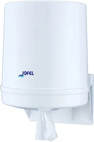 Jofel AG20020 - Dispensador de Papel Bobina Mecha en Continuo, Bobinas 205 mm Diámetro, Color Blanco  