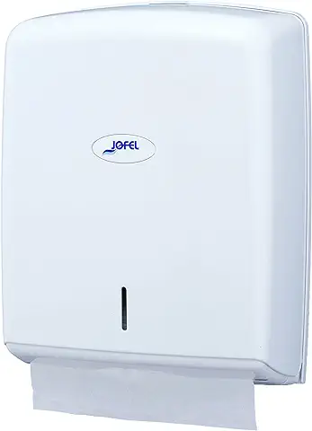 Jofel AH37000 - Dispensador de toallas formato zig-zag, admite 600 toallas, color blanco