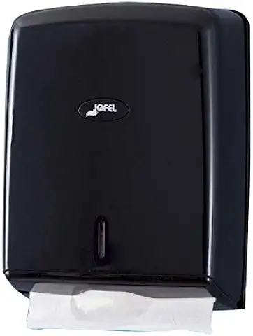 Jofel - Dispensador de Papel de Manos, Toallas Faciales, Dispensador de Papel Secamanos de Pared, Hasta 600 Toallitas Zig-Zag, Higiénico, Carcasa ABS, Valor AH37600, Negro  