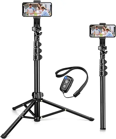 JOILCAN 142cm Tripode para Movil, Extensible Palo Selfie Tripode con Soporte para Teléfono, Trípode Móvil de Aluminio con Control Remoto Compatible con IPhone/Samsung/Android Telefonos/Camara  