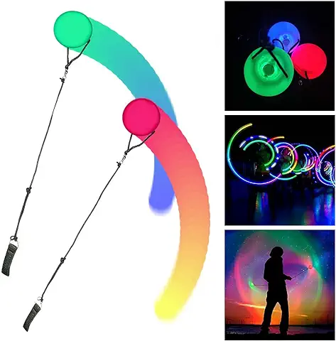 Jooheli 2 Bolas LED POI Mejoradas LED POI, Bolas de Malabares POI con Colores Arcoíris y Efecto Estroboscópico, Bolas de POI para Principiantes y Profesionales, Niños y Adultos  