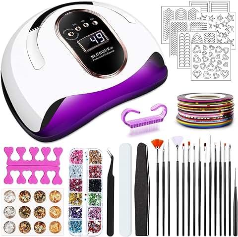 JOTOL 168W Lampara LED UV de Cuero para Uñas Gel con 4 Temporizadores, Sensor Inteligente, Portátil, Placa Base Extraíble, Secador de Uñas con Accesorios.  