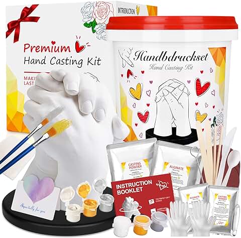 JOTOL 3D Kit Huella Niños Familias Adultos,Kit 3D Completo Alginato para Moldes de Manos y Yeso Envase y Herramientas,Kit de Moldeo A Mano,Kit para Figuras de Manos para Parejas y Familias  