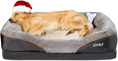 JOYELF X-Large Cama de Espuma Viscoelástica para Perros, Cama Ortopédica para Perros y Sofá con Funda Extraíble Lavable y Juguete Chirriador como Regalo  