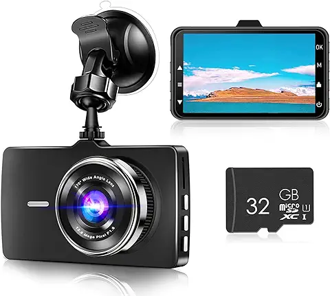 Jpnew 4K Dashcam WiFi Cámara de Coche Full HD Visión Nocturna Cámara Coche con Tarjeta SD 32G WDR Gran Ángulo 170°Dash CAM Sensor G Grabación en Bucle Monitor de Aparcamiento Detección de Movimiento  