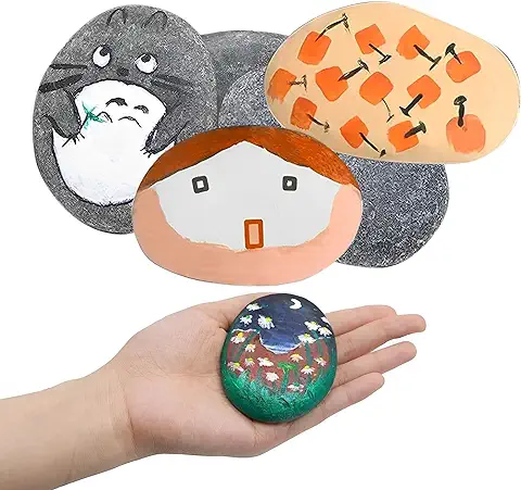 JTgugu 5 Piezas 5-8 cm Piedras para Pintar Sobre Guijarros, Piedras Creativas Pintadas a Mano, Kit de Pintura de Roca, Lisas Rocas Naturales, para Artesanías Decoración de Jardines Pinturas  