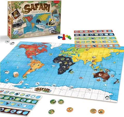 JUEGACONMIGO Safari, el Juego de los Animales. Juego de Mesa de Estrategia y Aprendizaje de Animales del Mundo.  