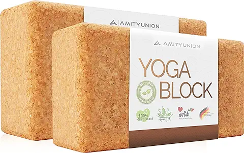 Juego de 2 Bloques de yoga de Corcho 100 % Natural – Hatha Klotz También para Principiantes Meditiación y Pilates, Accesorios de Fitness para la Regeneración de la Espalda, Ejercicios de Estiramiento y Entrenamiento de Bloqueo, dos Bloques  