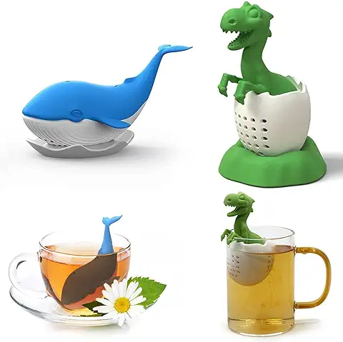 Juego de 2 Infusor de Té Hecho de Silicona, Infusor de Té con Bandeja de Goteo,Filtro Té de Silicona Alimenticio,Infusores de Té para el Té de Hoja Suelta, Silicona Infuser,Regalo para Amantes Del Té  