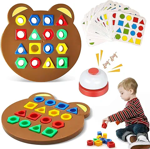 Juego de Emparejamiento de Forma con Tarjeta, Juego de Emparejamiento de Color de Geometría Cognitiva Juego de Rompecabezas de Combinación de Formas Geométricas para Niños  