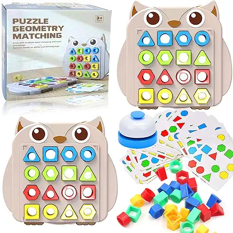 Juego De Emparejamiento De Forma con Tarjeta, Juego De Emparejamiento De Color De Geometría Cognitiva,Shape Matching Game,Color Sensory Educational Toy para Niños de 3 4 5 6 9 Años  