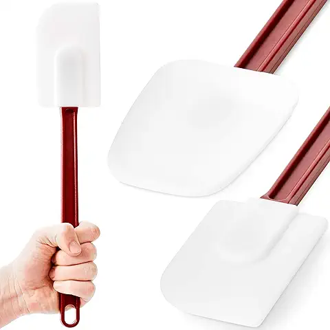 Juego de Espátulas y Cucharillas de Grado Profesional, Resistentes al Calor, 35,5 cm, Ideales para Utensilios de Cocina Antiadherentes, para Hacer Tartas, Color rojo y Blanco  