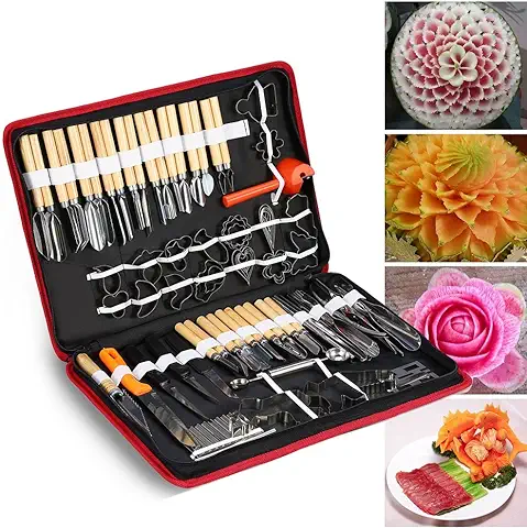 Juego de Herramientas de Tallado Culinario, 80PCS / Set Juego de Herramientas de Pelado de Tallado Culinario Portátil Guarnición de Corte Juego de Herramientas de Tallado en Rodajas para Alimentos de  