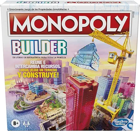 Juego de Mesa Divertido Monopoly Builder, Juego de Estrategia, Familiar, para Niños  