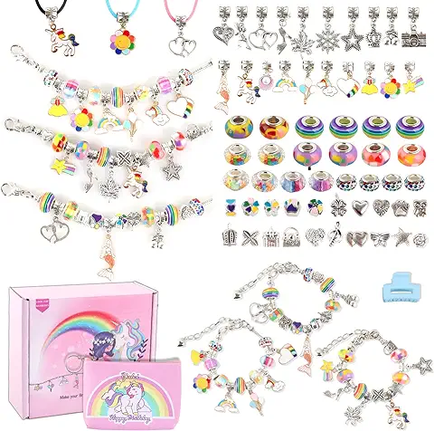 Juego de Pulseras de Abalorios, Juegos para Crear Joyas Fabricación Charm Bracelets Diy Set para Niñas De 5-13 Años, Kit para Hacer Pulseras Niñas, Regalo Original Niñas, Juegos para Crear Joyas  