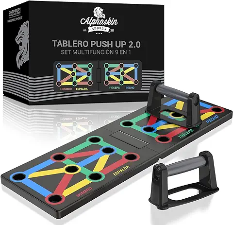 Juego de Tablas de Flexiones ALPHASKIN® Premium I Empuñaduras de Flexiones Entrenamiento en casa I Tabla de Flexiones 9 en 1 I Gimnasio en casa I Equipo de Fitness para el Hogar  