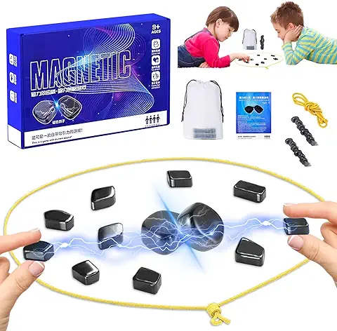 Juego Magnético de Mesa Juego de Mesa de Ajedrez con Efecto Magnético Juego de Imán de Mesa Juego Educativo de Damas Tablero de Piedra Magnético Portátil Puzzle para Fiestas Reuniones Familiares  