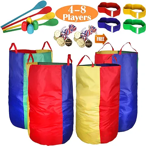 Juegos de Carreras de Sacos y Huevos, Exterior, Bandas de Carrera de 3 Patas, Juegos de Lanzamiento para Fiestas de Cumpleaños para Niños Adultos Familia.  