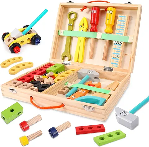 Juguete a Partir de 3 Años, Regalo para Niño/niña de 5 Años, caja de Herramientas para Niños, Juguetes de Madera con caja de Madera, Juguetes para Niños, Juguetes Montessori a Partir de 3, 4, 5, 6 año  