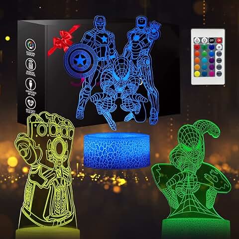 Juguete de luz Nocturna 3D, Adecuado para la Decoración del Hogar de la Habitación de los Niños, 3 Patrones 16 Cambios de Color con Control Remoto Táctil, Regalos de Cumpleaños para Niños y Niñas  