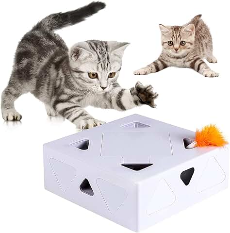 Juguete Inteligente Interactivo para Gato, Juguete Interactivo para Gatos con Pluma Giratoria, Caja Mágica de Plumas, Entretenimiento en Interiores, Ejercicio y Juego de Entrenamiento de Captura  