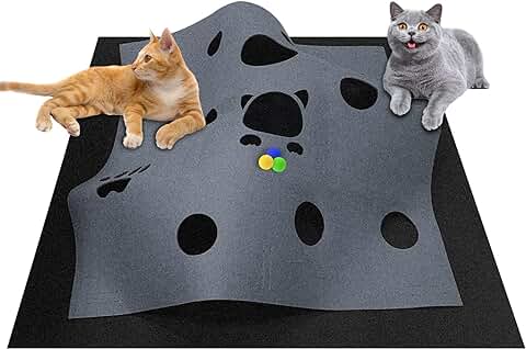 Juguete para Gatos y Alfombrilla para Arañazos, Túnel de Fieltro para Gatos, Túnel de Juego y Esterilla para Dormir, para Jugar de Forma Inteligente con tu gato Grande y Gatito  