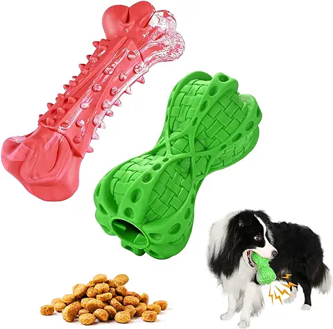 Juguete para Perros para Masticador Agresivo, Grande, Mediano, casi Indestructible, Súper Masticable, Juguete de Cumpleaños para Perros, Duradero, goma Natural (verde y Rojo)  