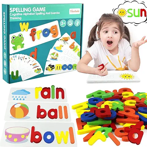 Juguetes Montessori Juego de Armar Palabras Abecedario de Madera Puzzle Juguetes Educativos 3 4 5 6 Años Aprendo Letras Juegos Montesori Jueguetes Aprender a Leer Flashcards Ingles para Niños Niña  