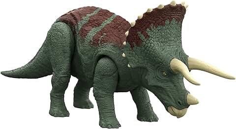 Jurassic World Triceratops Ruge y Golpea, Dinosaurio de Juguete con Movimientos y Sonidos, Regalo para Niños +4 Años (Mattel HDX34)  