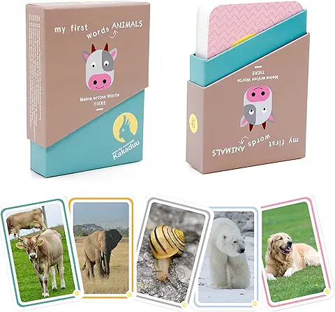 Kakaduu - Mis Primeras Palabras ANIMALES: 50 Tarjetas con Fotos de Animales. El Juego Educativo Montessori para Bebés y Niños Pequeños.  