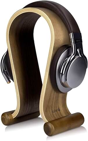 Kalibri Soporte de Madera para Auriculares - Base Universal para Cascos Antideslizante - Sujeción Headset Diseño en Madera de Nogal  