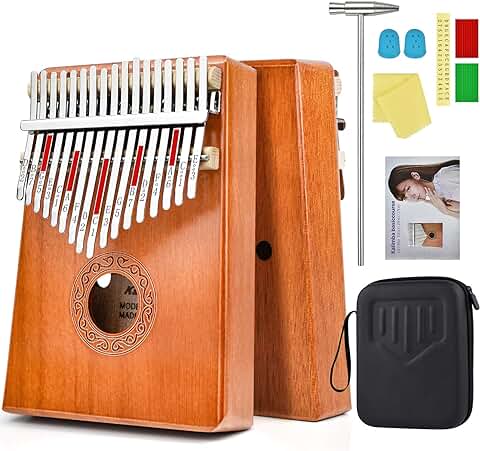 Kalimba 17 Teclas Calimba Thumb Piano Profesional Instrumentos Musicales Marimba Kalimba 17 Claves de Madera Portátil con Martillo de Afinación y Accesorios  