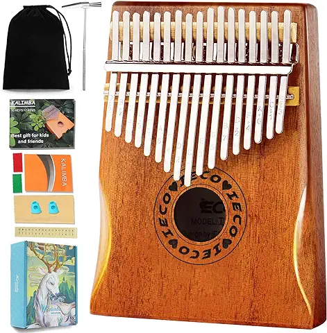 Kalimba 17 Teclas Profesional Piano de Pulgar Portátil Caoba Mbira con Martillo de Afinación Bolsa Libro de Aprendizaje  