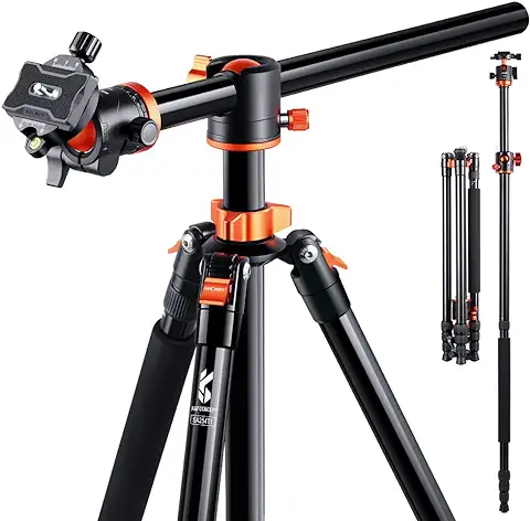 K&F Concept 240cm Trípode de Cámara, Trípode Video Profesional con Columna Central Transversal con Rótula de Bola Panorámica y Placa de Liberación para DSLR Cámara T254A8+BH-28L(SA254T1)  