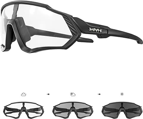 KAPVOE Gafas de Ciclismo Fotocromáticas con TR90 Gafas de Sol Deportivas Mujeres Hombres Running Transparente MTB Accesorios de Bicicleta  