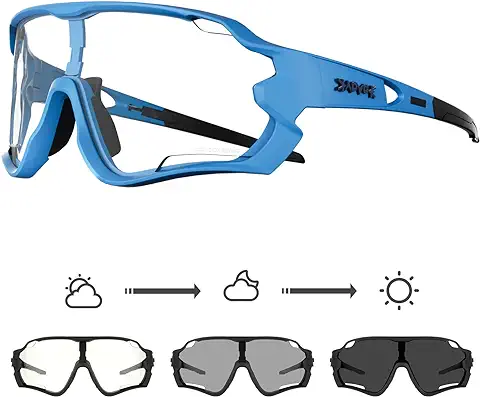 KAPVOE Gafas de Ciclismo Fotocromáticas con TR90 Gafas de Sol Deportivas Mujeres Hombres Running Transparente MTB Accesorios de Bicicleta  